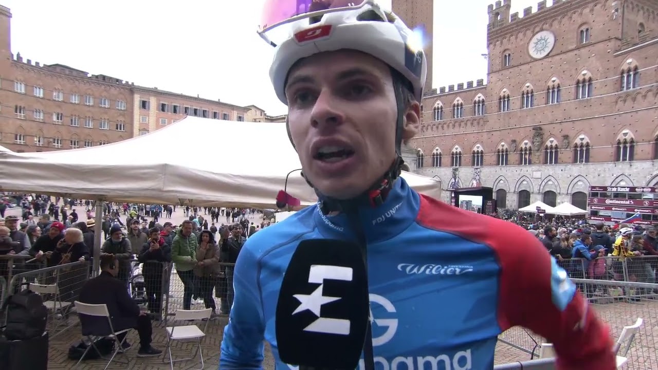 Romain Grégoire - Interview  à l'arrivée - Strade Bianche 2026