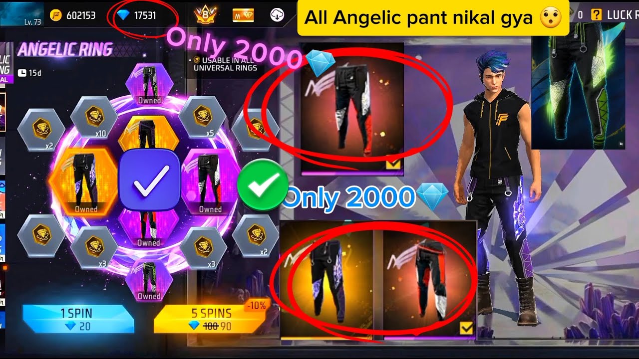 Bhai 🔥 2000 diamond me All Angelic Pant nikal gaya matlab full luck chal raha hai 💎😈 222_jani bhai 