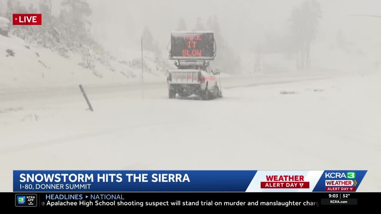 California storm coverage | Snow flurries reduce visibility | 9 a.m. February 16, 2026
