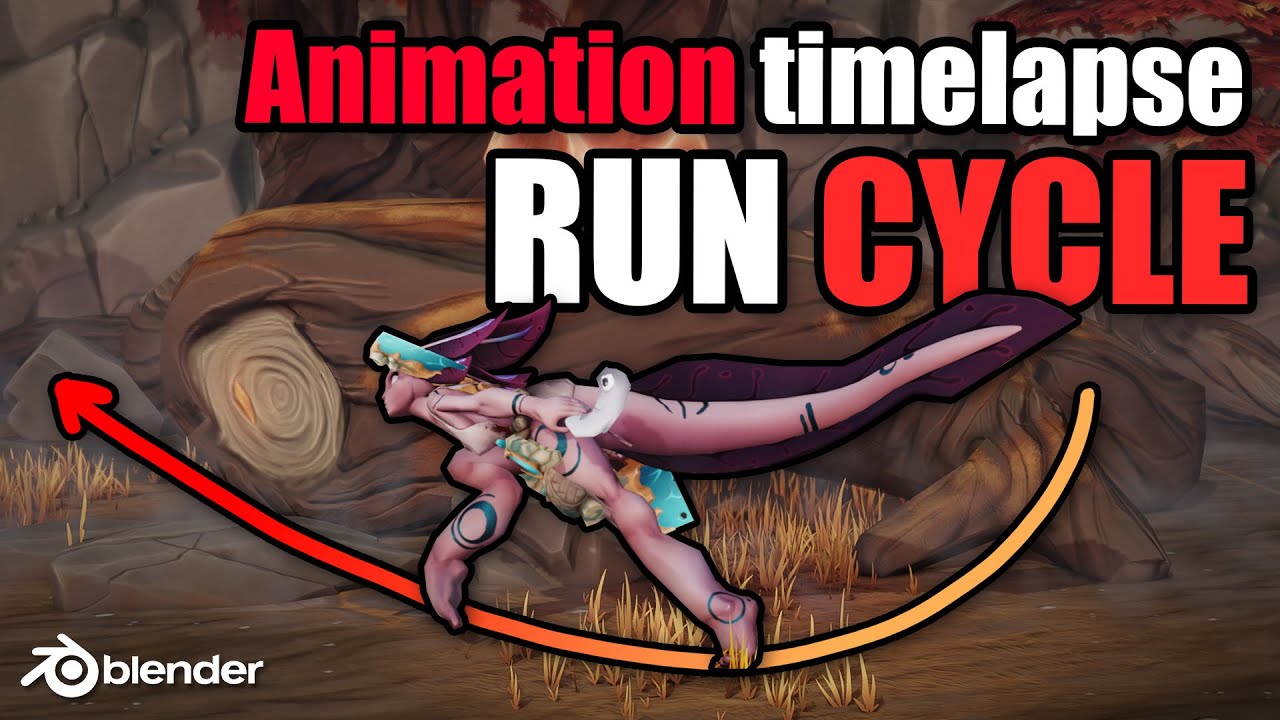 Game character run cycle animation in Blender 3D -  timelapse