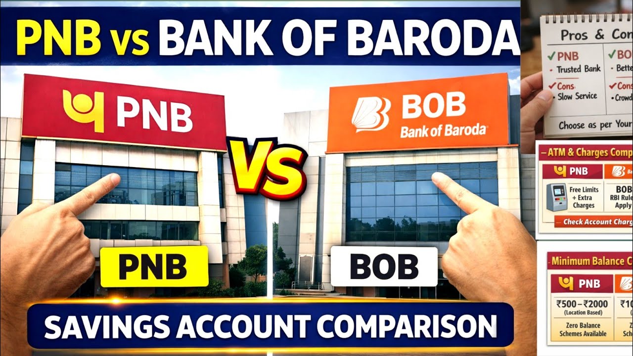 Savings Account Comparison &ndash; Punjab National Bank vs Bank of Baroda | Charges, Interest, Benefits