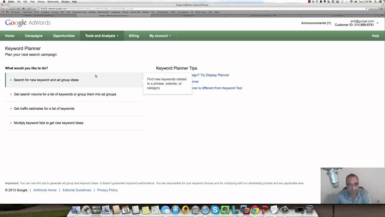 Google Keyword Research Tool - Quick Basic Instructions