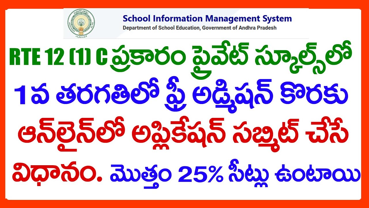 HOW TO APPLY AP RTE Admissions 2025-26 AP PRIVATE SCHOOLS 1stClass FreeAdmissions Online application