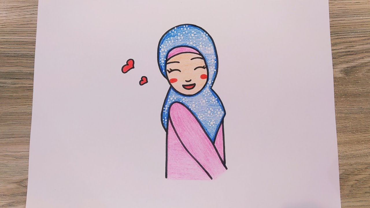 رسم للاطفال/رسم بنات/رسم بنت محجبة كيوت/رسم سهل/رسم كيوت/رسم سهل للمبتدئين/تعليم الرسم