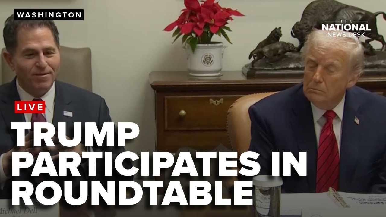 President Donald Trump participates in a roundtable at the White House