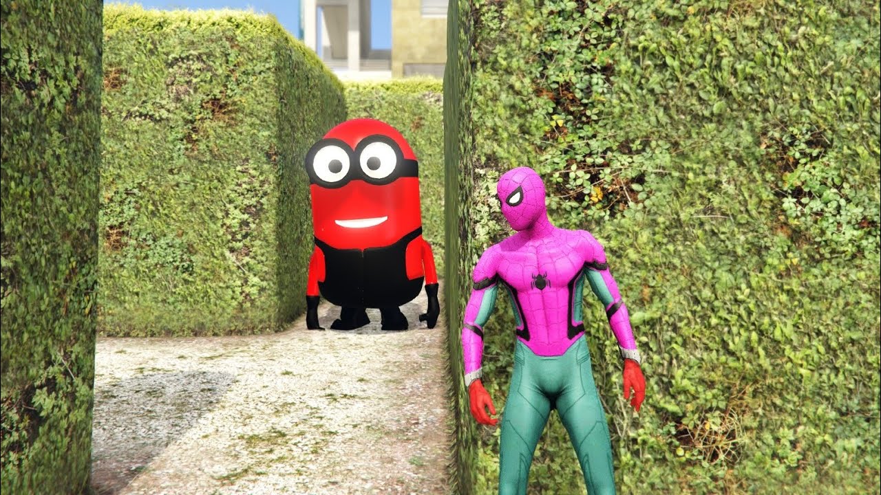 GTA 5 Epic Ragdolls RED SPIDERMAN VS RED MINION VS GREEN MINION (Euphoria Physics & Funny Fails)# 1