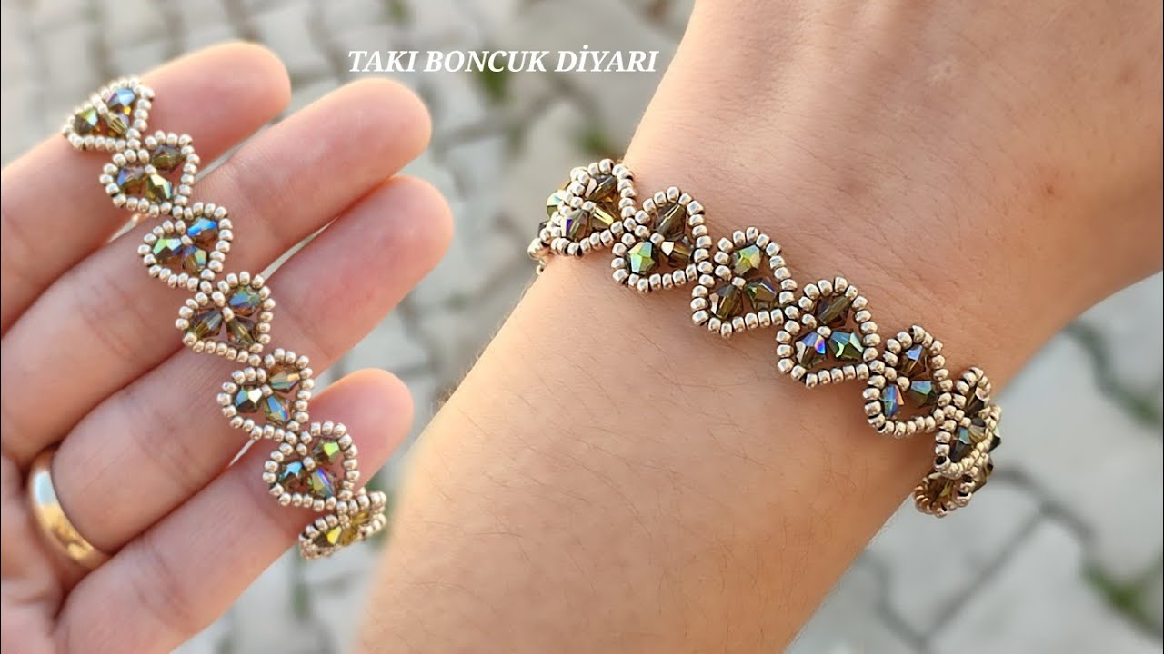 Parlak ve Zarif Kalpli Bileklik Yapımı // luster Heart Bracelet/DIY how to make Beaded Bracelet.
