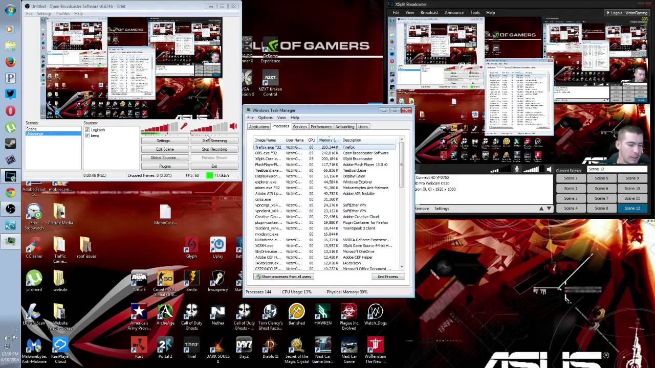 A side by side comparison of OBS and Xsplit