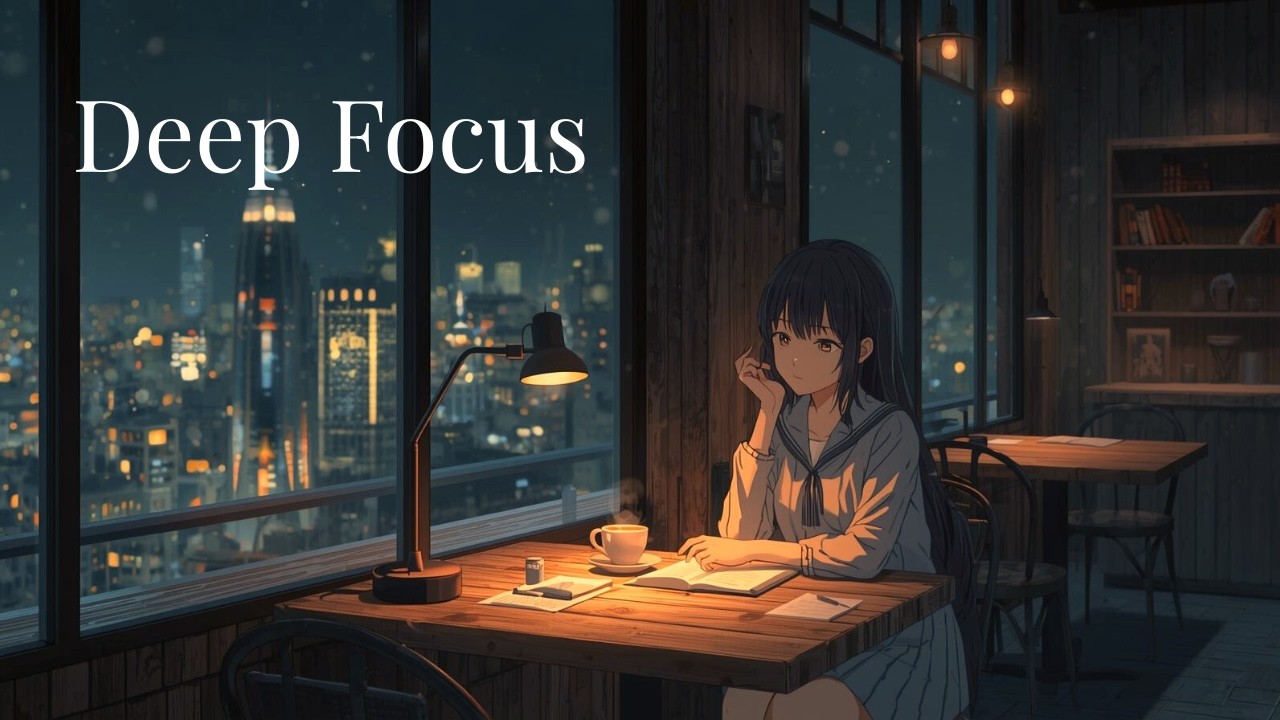【夜カフェで超集中する勉強用BGM】α波×LoFiで記憶力UP / Deep Focus Night Cafe Study Music for Study & Productivity