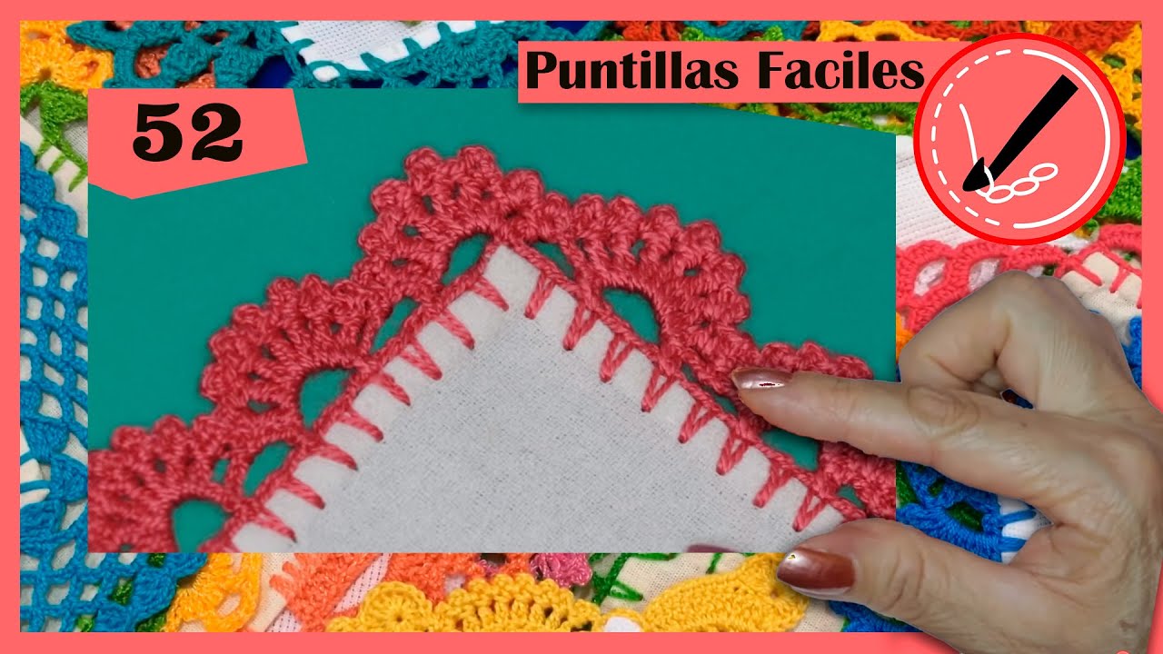 🧶ORILLA TEJIDA FACIL A CROCHET🧵PUNTILLA PARA SERVILLETA O MATEL 💥NUMERO 52