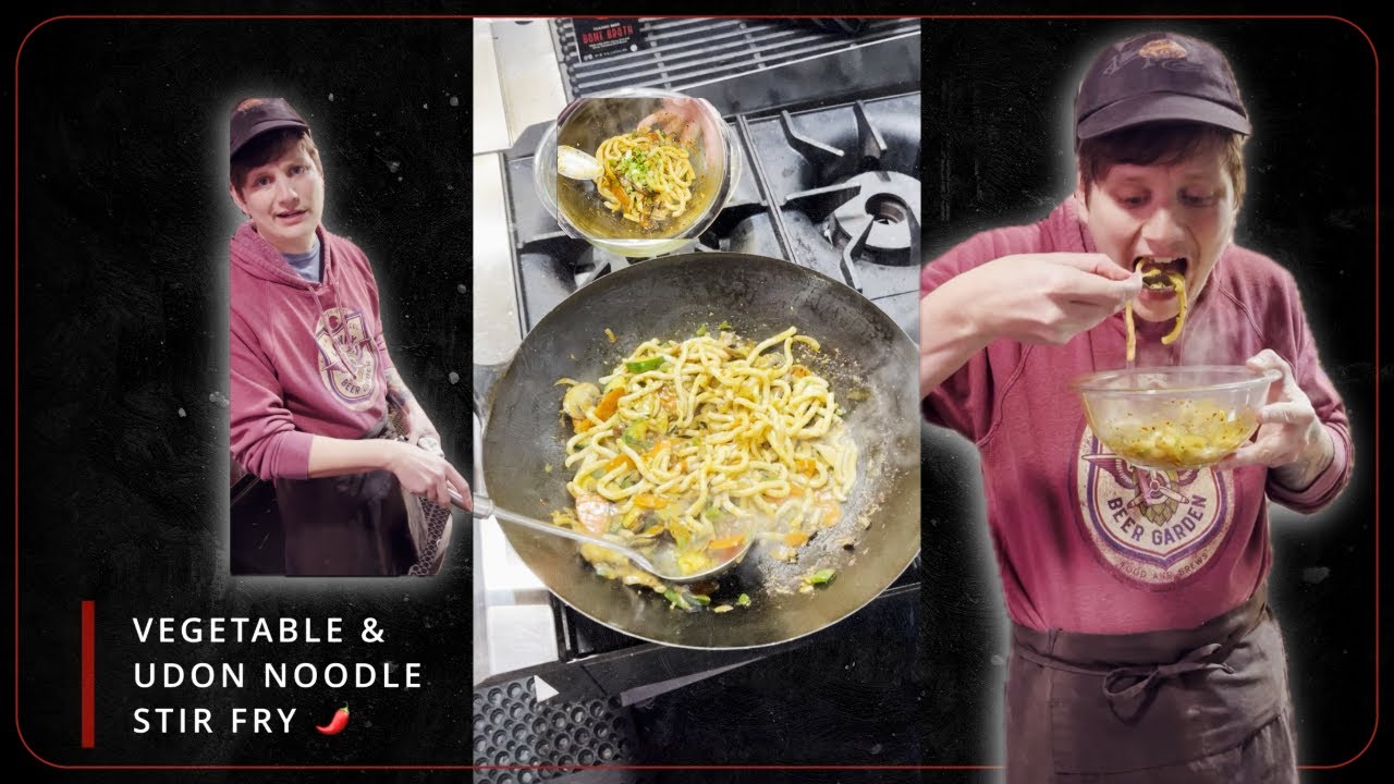 DINNER IN A PINCH! Udon Noodle Stir Fry with left over ingredients found in fridge..