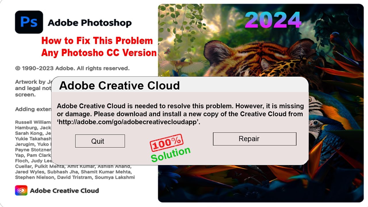 Adobe creative cloud needed to resolve the problem is missing or damaged