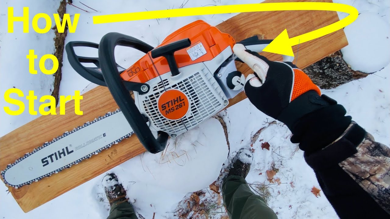 Как запустить бензопилу Stihl | Профессиональная пила Stihl MS 261 | Процедура запуска