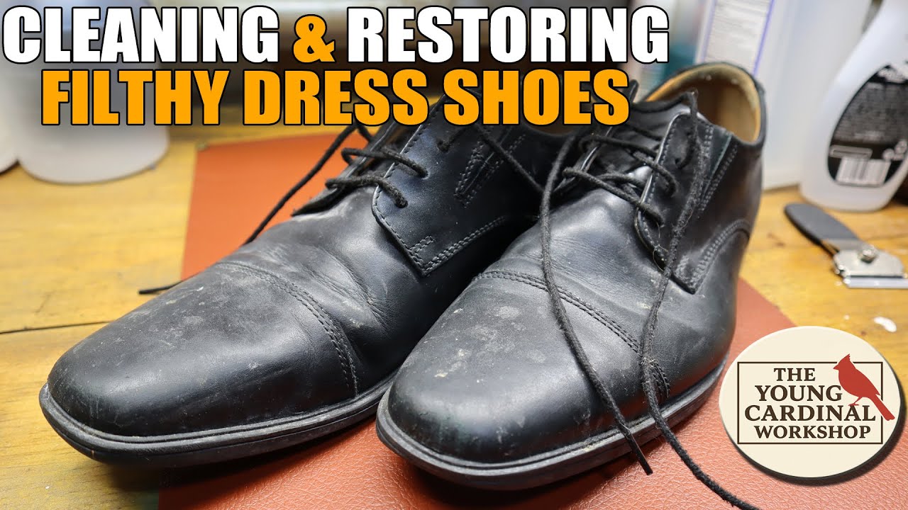 Cleaning and Restoring a Dirty Old Pair of Clarks Dress Shoes.