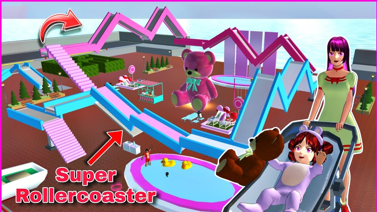 MAP UPDATE : Big Ultimate Pink Rollercoaster Kids and Babies Park in Sakura School Simulator 