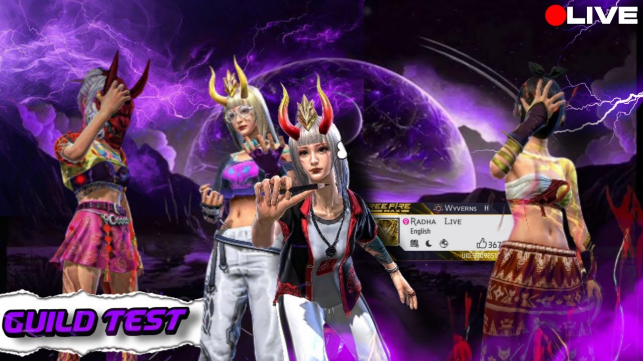FF GIRL LIVE 🔴 || FF LIVE GUILD TEST 1 VS 4 👑 #FREEFIRELIVE #GUILDTEST #RADHALIVE #fflive