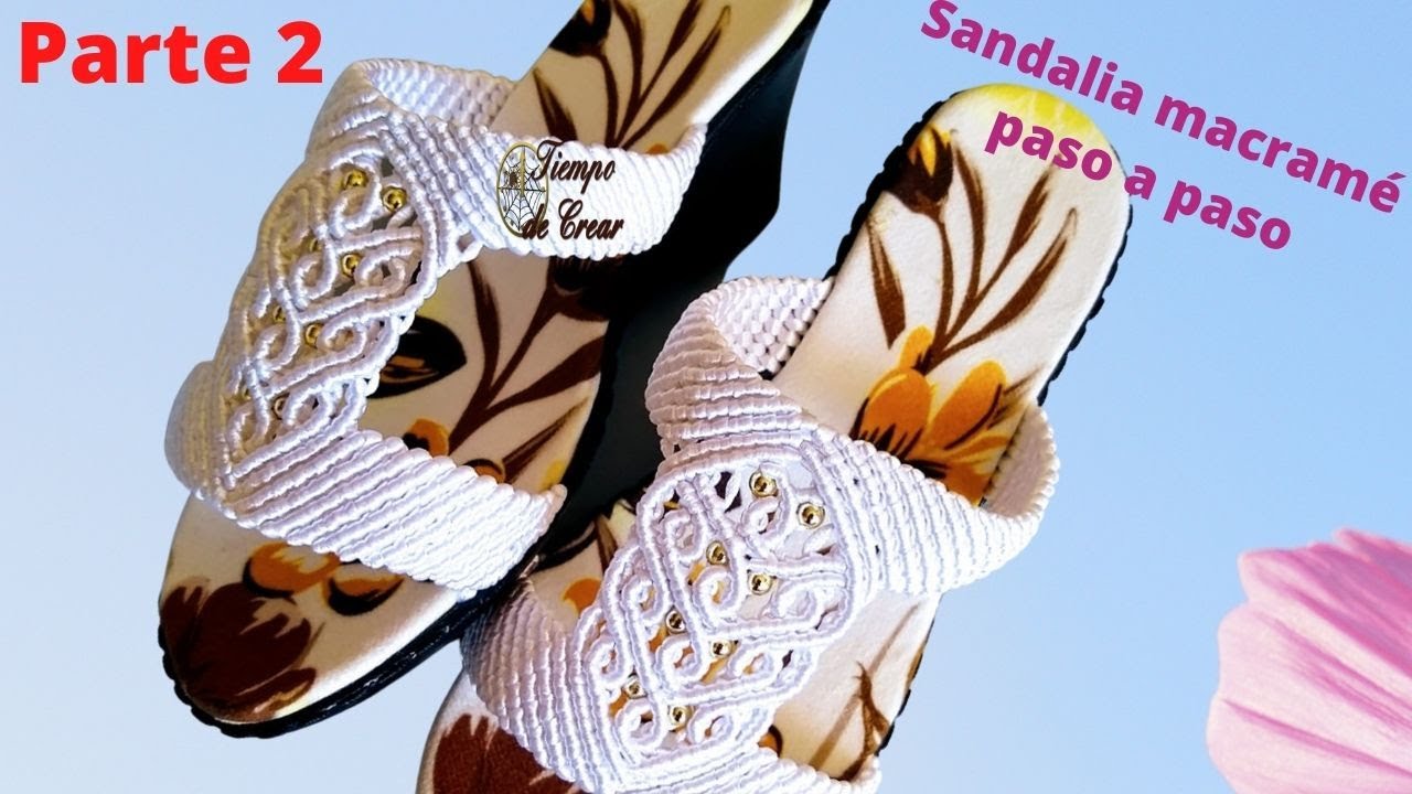 SANDALIA EN MACRAMÉ modelo sara en plataforma blanca. parte2