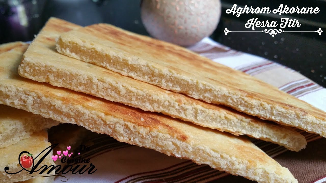 Aghrom Akorane, galette kabyle kesra ftir ou aghroum aqouran, خبز الفطير