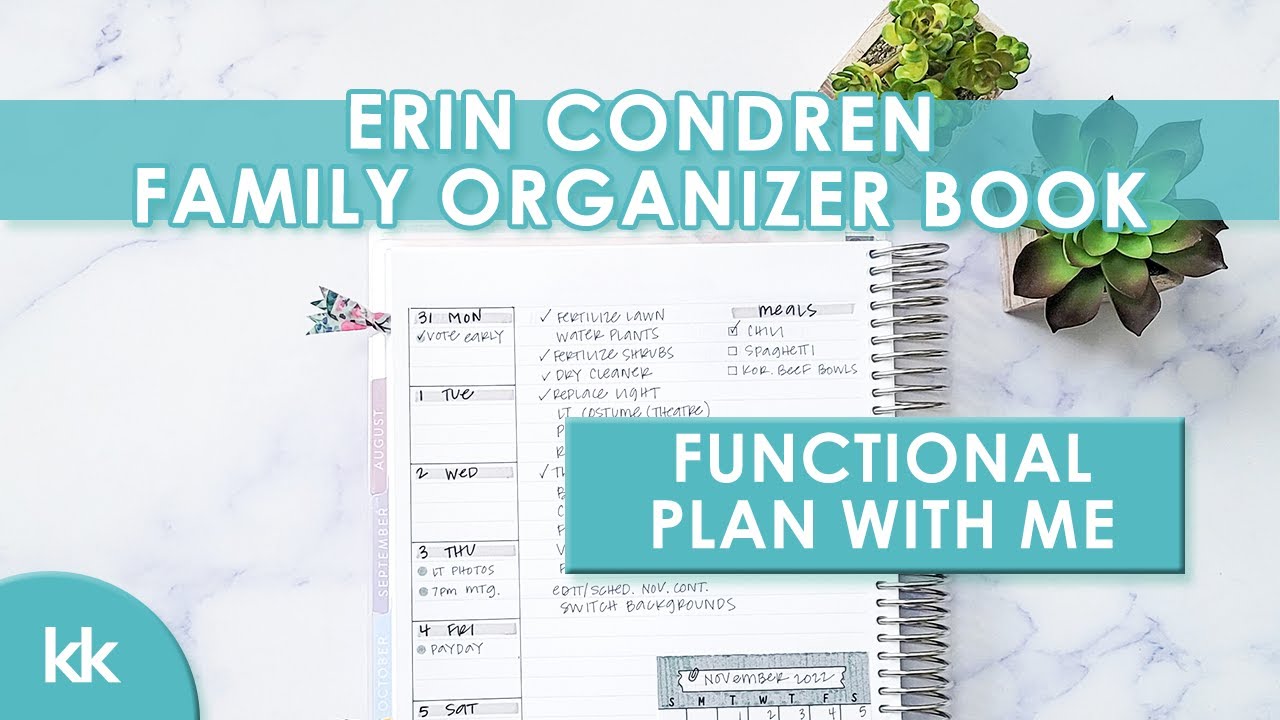 Erin Condren Family Organizer Book Plan with Me Monthly Planner Weekly Spread  Functional Planning!