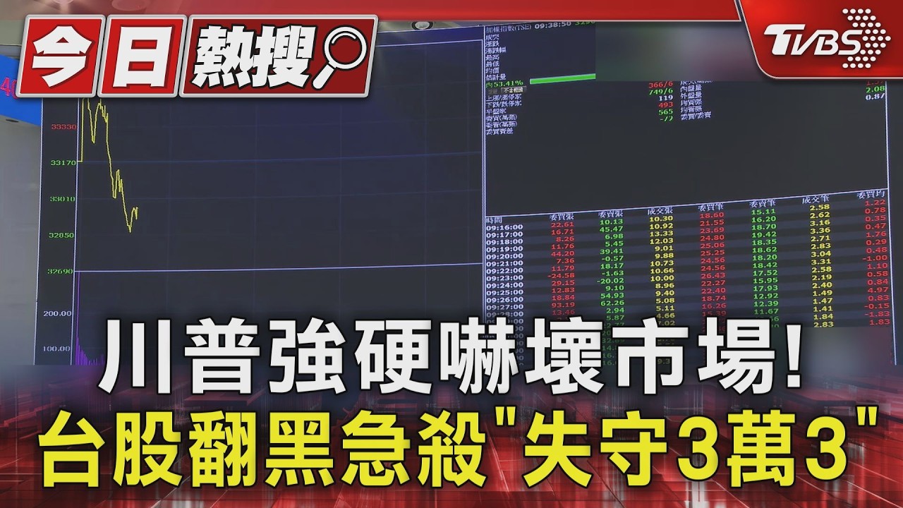 川普強硬嚇壞市場! 台股翻黑急殺「失守3萬3」｜TVBS新聞 @TVBSNEWS01