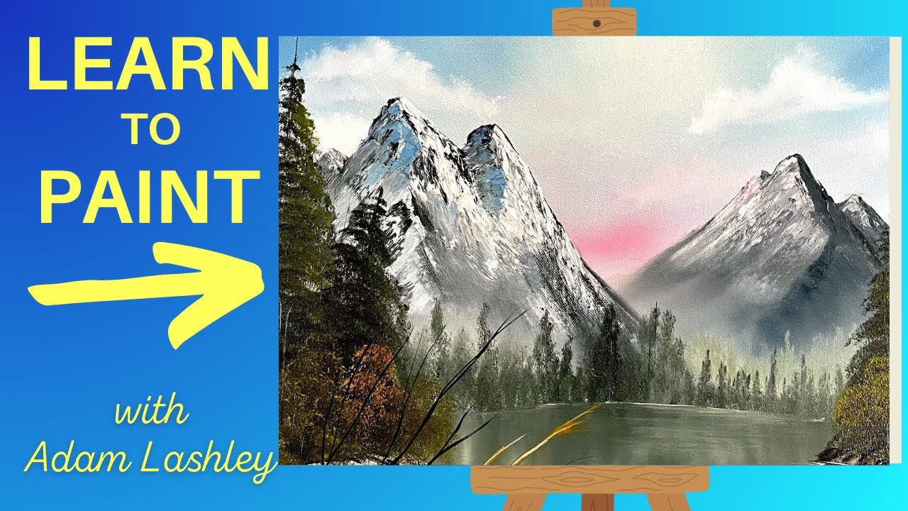 Mountain Lake Waterfall | Painting with Adam | Wet on Wet Oil Painting For Beginners