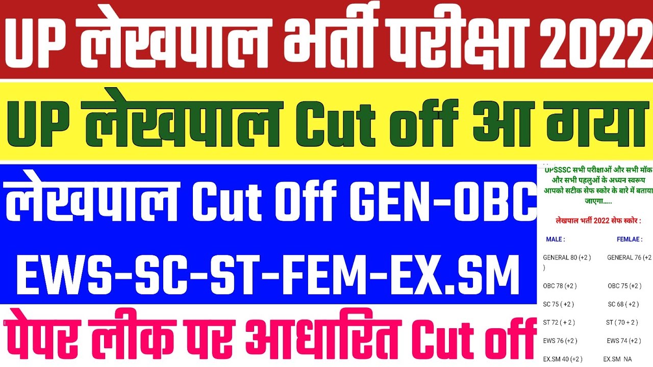 Up lekhpal Cut Off 2022 | lekhpal Cut Off 2022 | lekhpal Cut Off | Up lekhpal Expected Cut Off