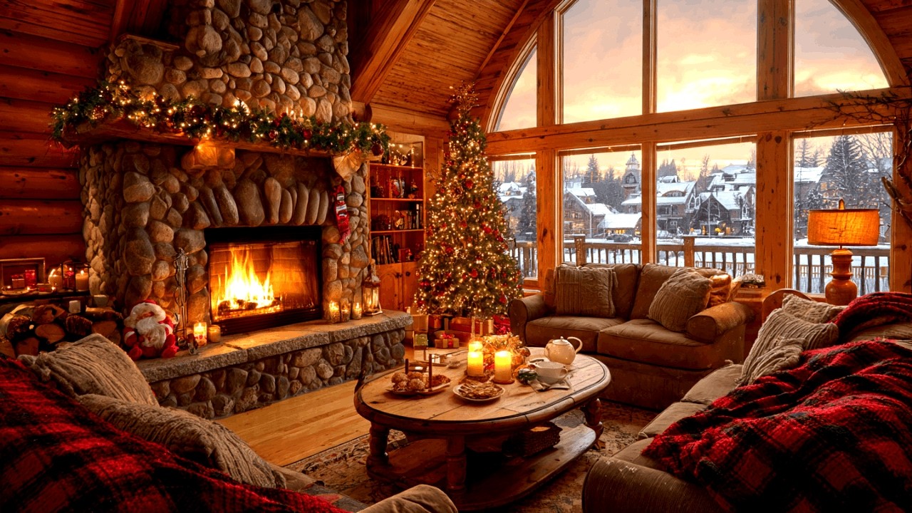 Christmas Jazz Fireplace Ambience for Study Work and Relaxing Sleep