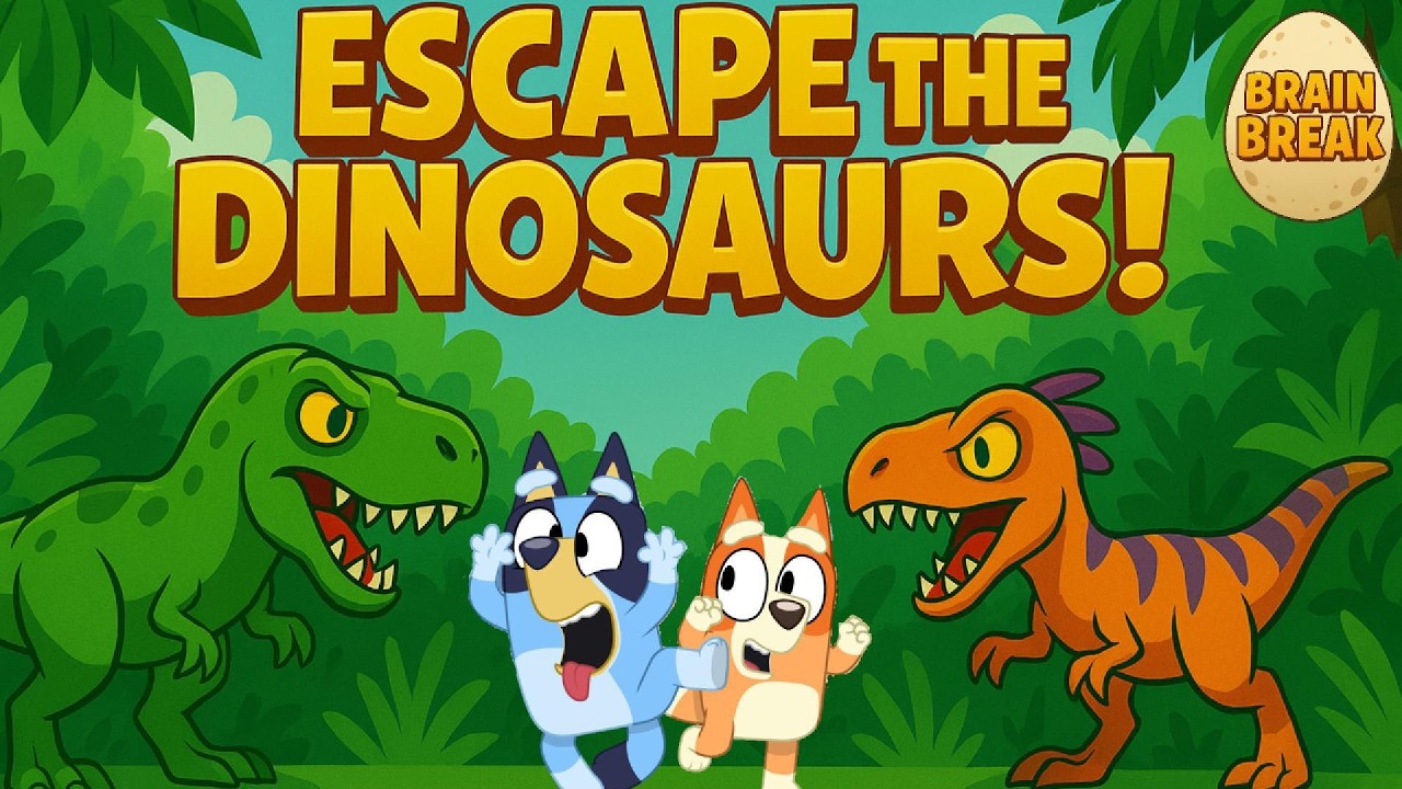 🌋 BLUEY’s Dinosaur Brain Break! 🦕 Keepy Uppy, Spot the Difference & Jump Battles! | Bluey