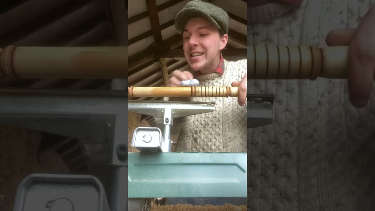 Making a fancy stick to hold some visibility line #ireland #woodturning #shortvideo #stonemason