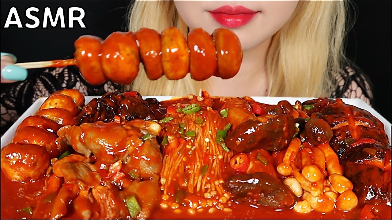 ASMR SPICY MUSHROOMS (ENOKI, OYSTER, TREE EAR, BEECH, BUTTON, SHIITAKE) MUKBANG EATING SOUNDS