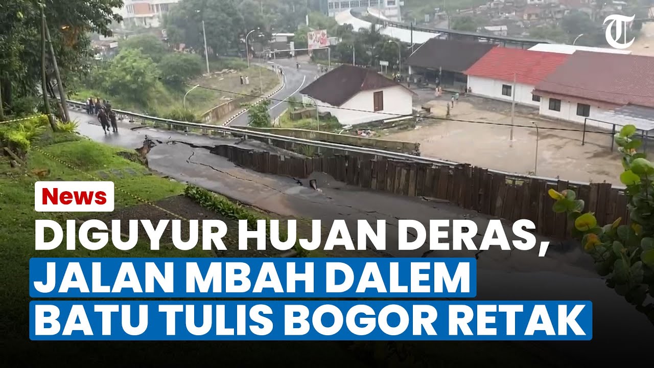 HAMPIR LONGSOR! Jalan Mbah Dalem Batu Tulis Retak Usai Diguyur Hujan Deras
