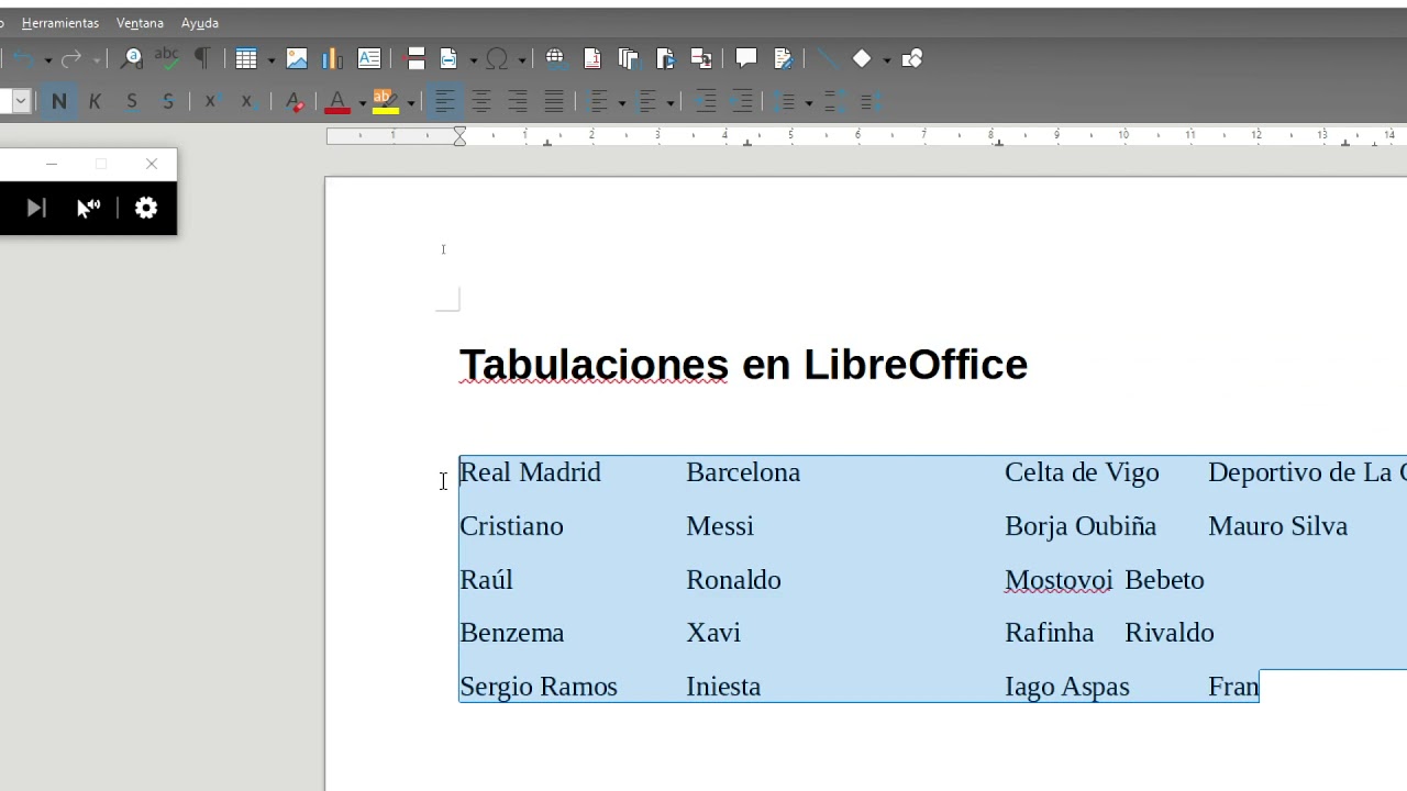 Como usar las tabulaciones en LibreOffice Writer