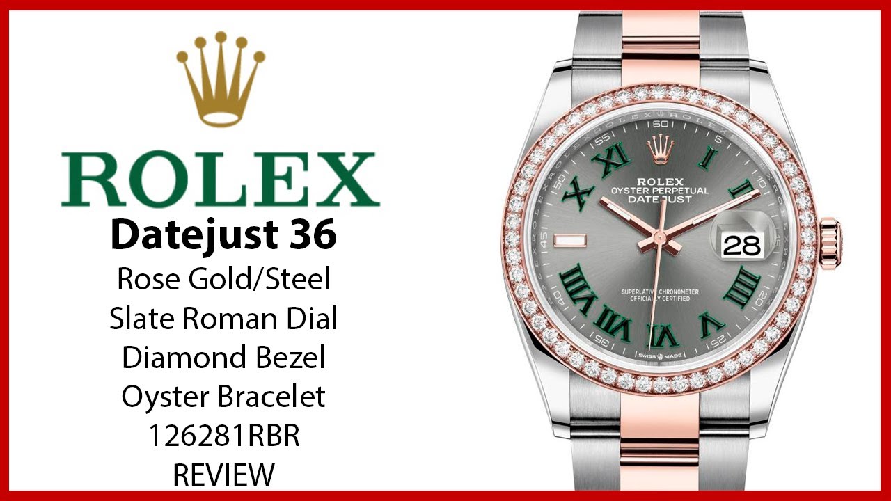▶Rolex Datejust 36 Rose Gold/Steel Slate Roman Dial Diamond Bezel Oyster Bracelet 126281RBR - REVIEW