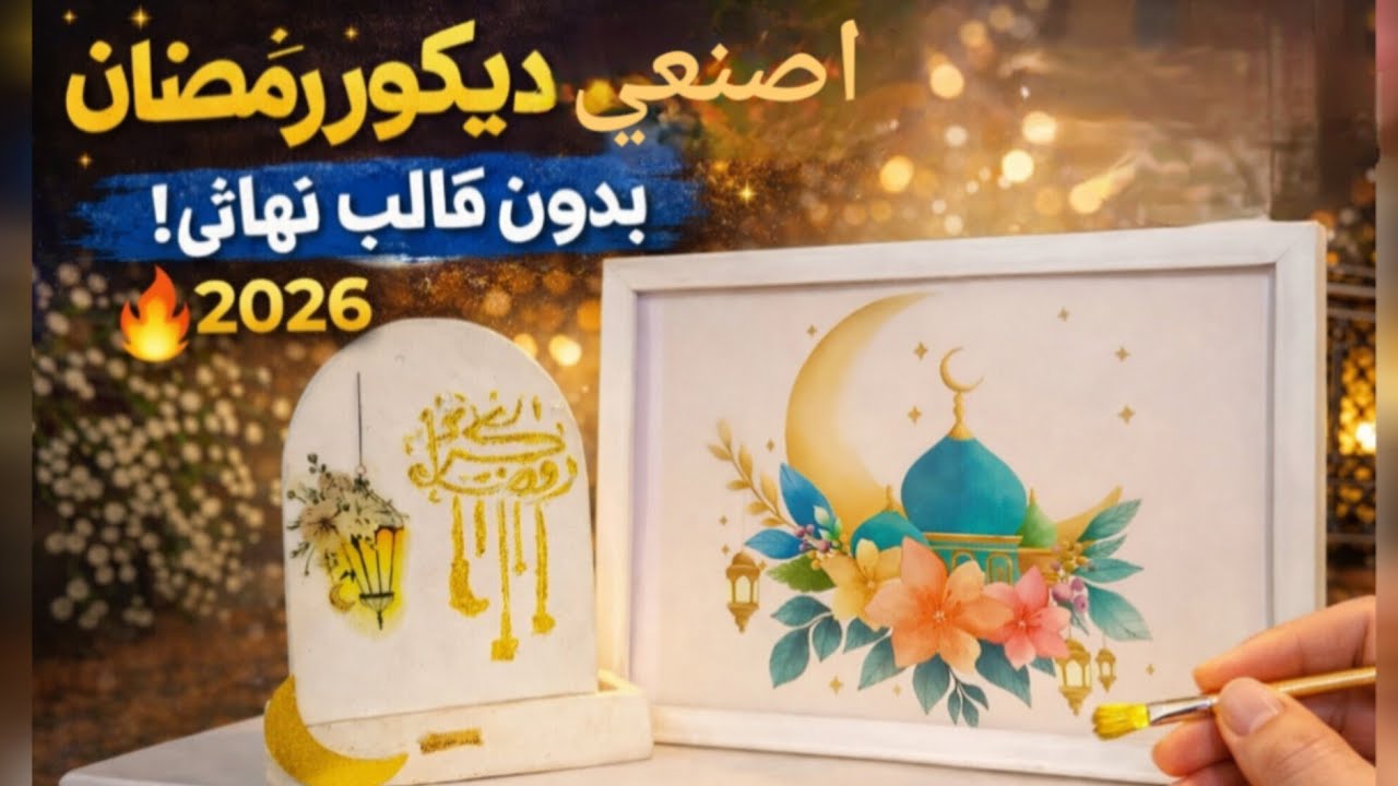 صنعت مسجد رمضان من الجبس بدون قالب ✨ فكرة سهلة ونتيجتها تحفة افكار بالجبس#زينة_رمضان #diy 