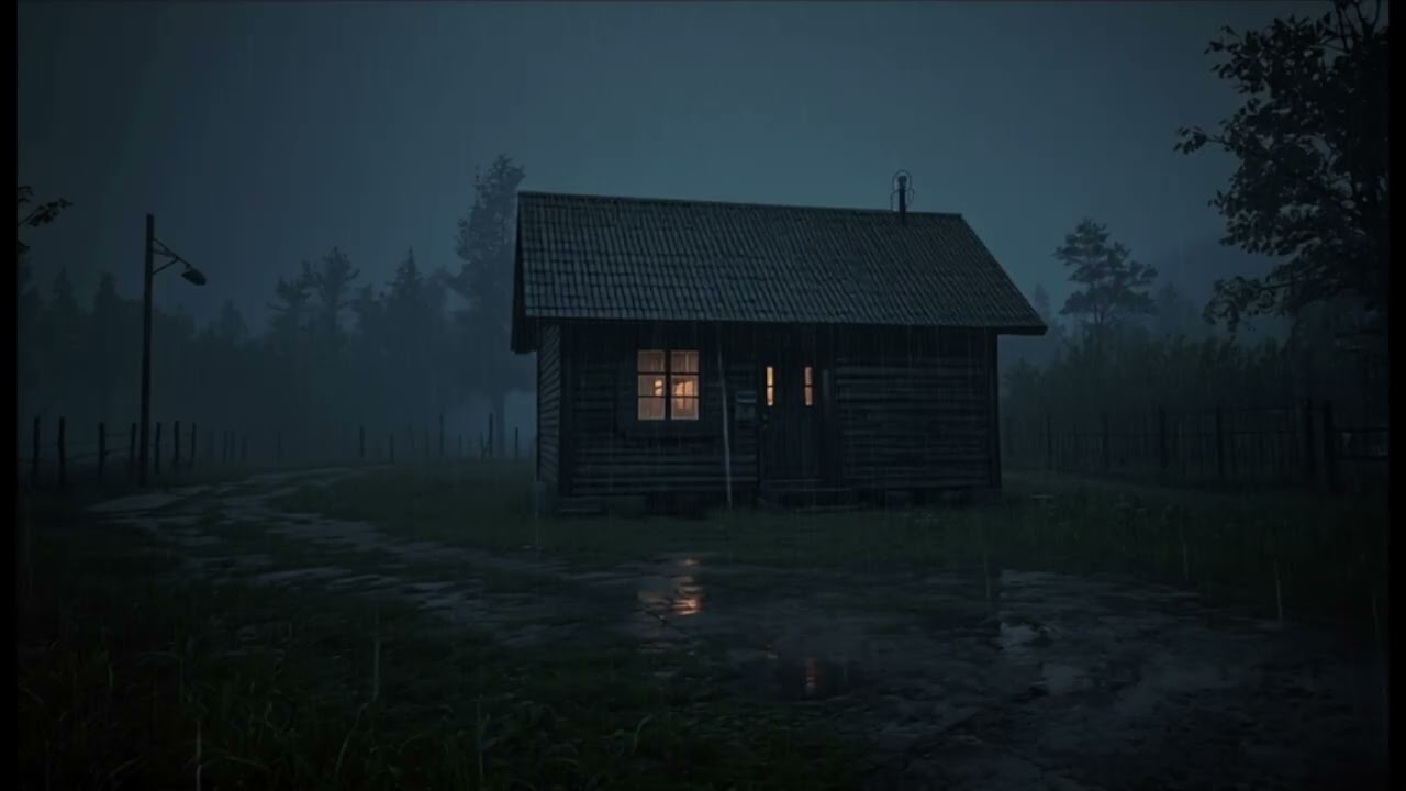 Gentle Night Rain Outside a Cozy Home 🌧️ Calm Your Mind, Feel Safe, Fall Asleep Naturally