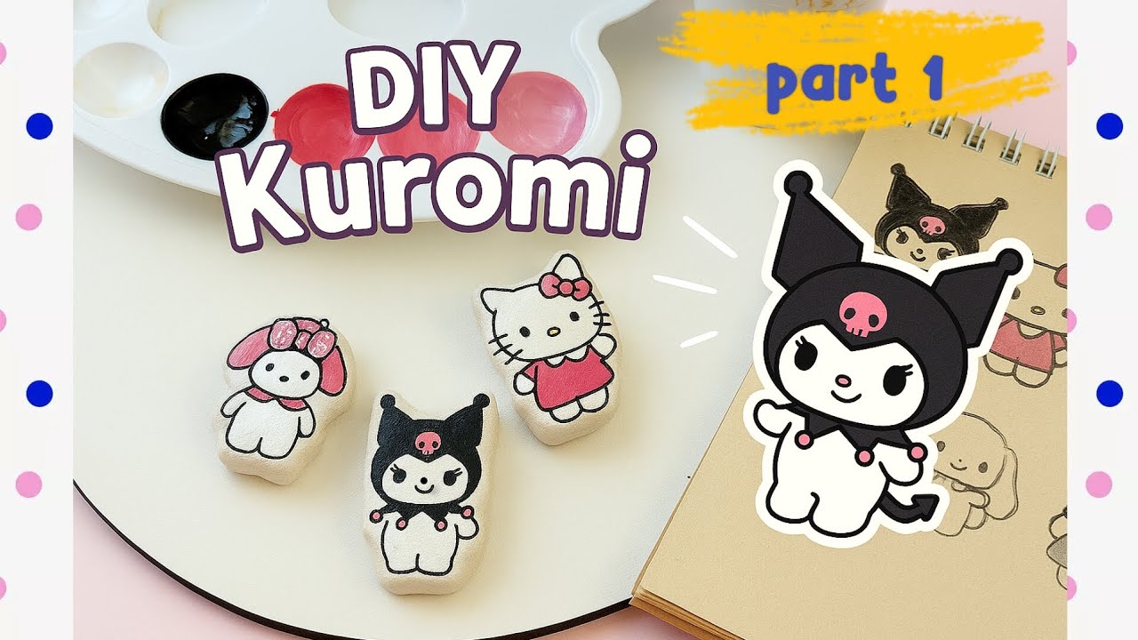 DIY Kuromi and Friends. keychains with Air Dry Clay | Easy clay charms (Part 1)