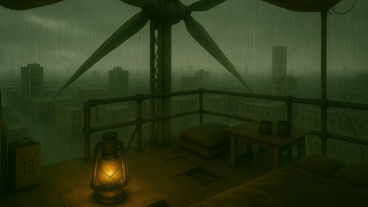 5 Hours of Rain Shelter in a Destroyed Post-apocalyptic City | Dark Ambience Music for Sleep