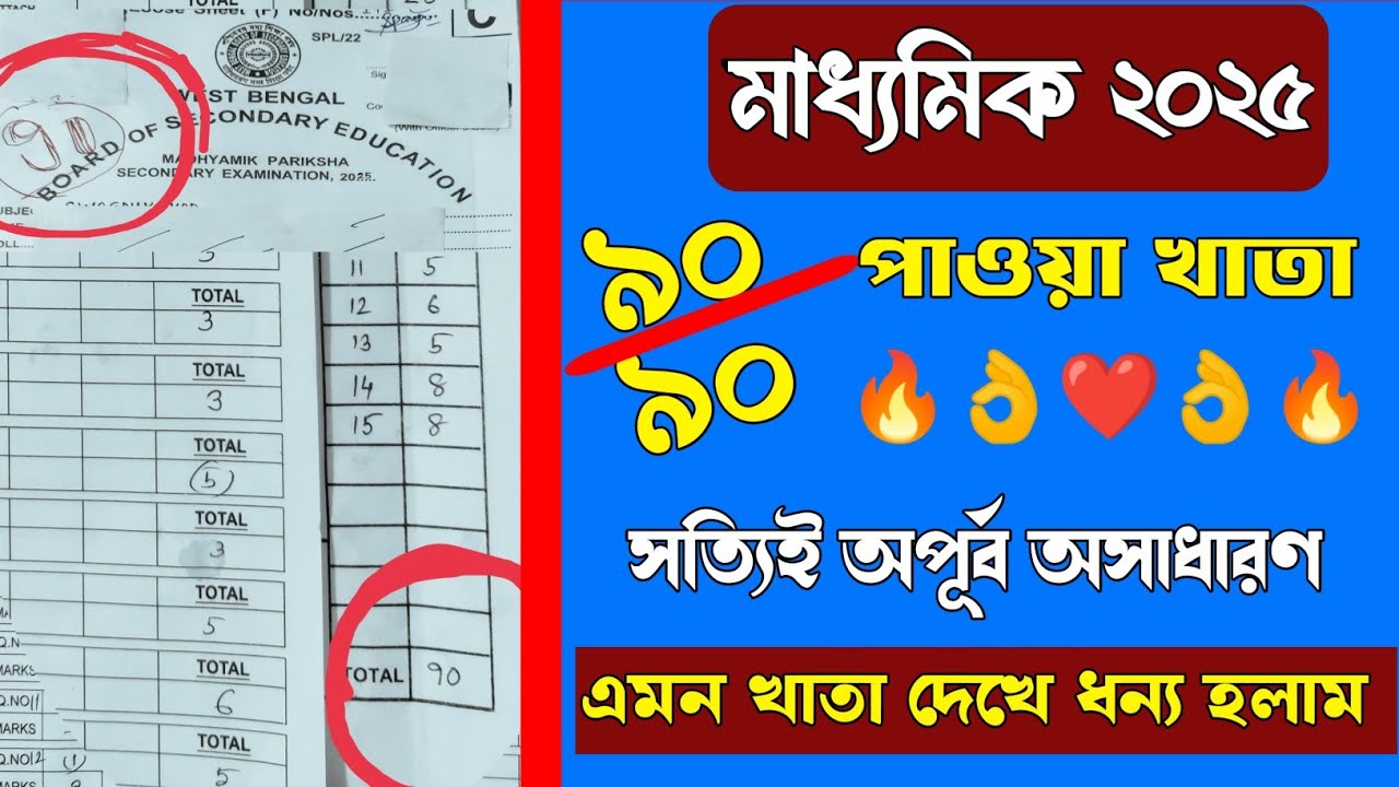 মাধ্যমিকে ৯০ এ ৯০ পাওয়া অংক খাতা/Madhyamik math question paper 2025/mathematics question answer MP
