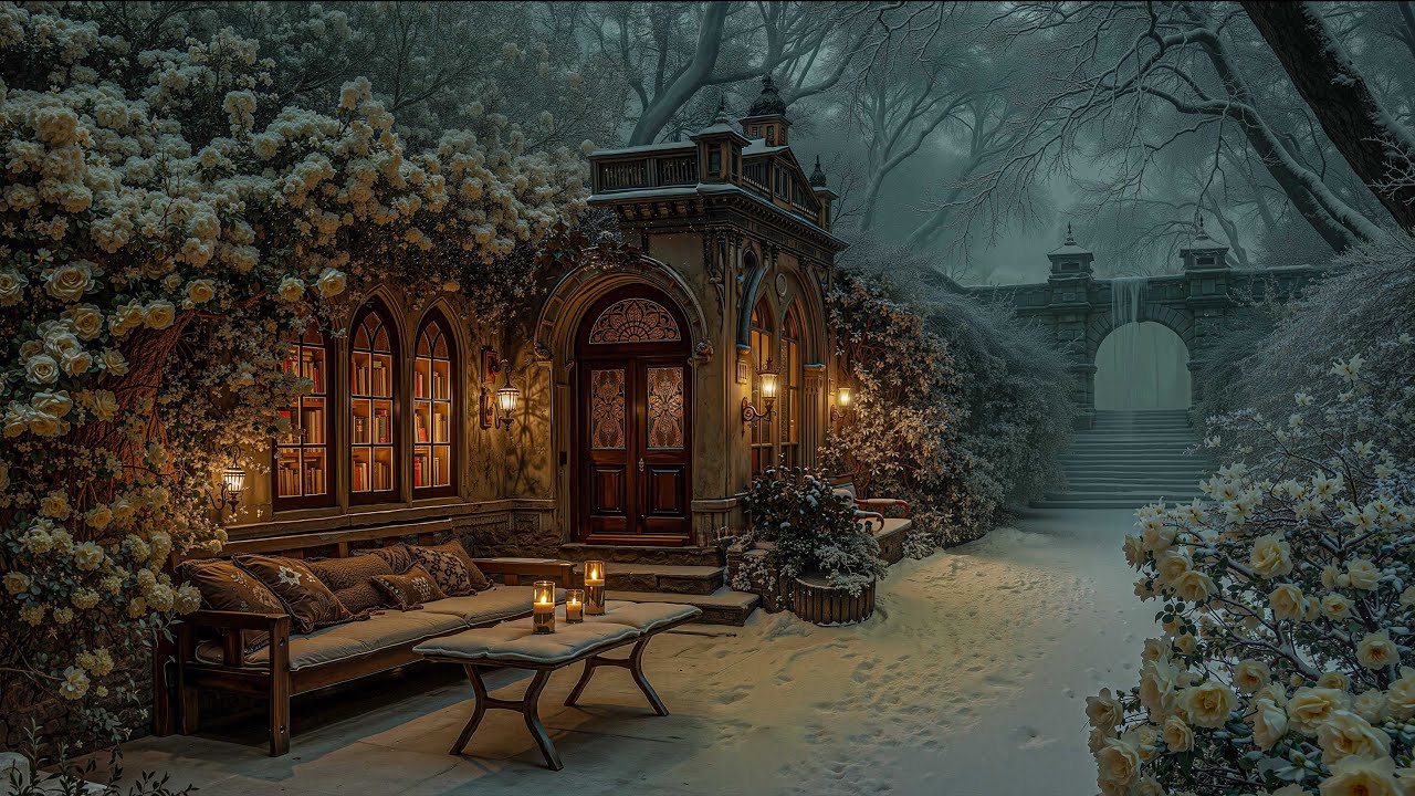 Cozy Winter Night Ambience | Candlelight Flickering with Dark Academia Music for Deep Reflection