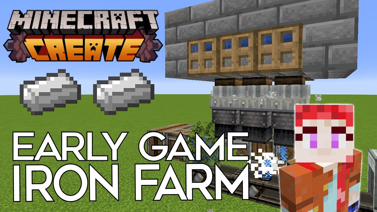 Minecraft Create Mod (1.20.1): Автоматическая ферма железа. Очень простая и ранняя игра.