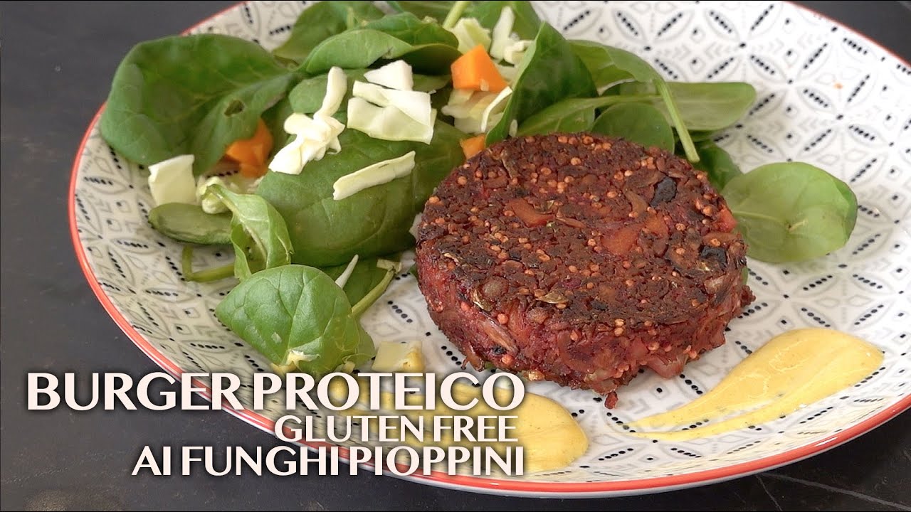 Burger Proteico Gluten Free ai Funghi Pioppini - vegan chef Davide Leo