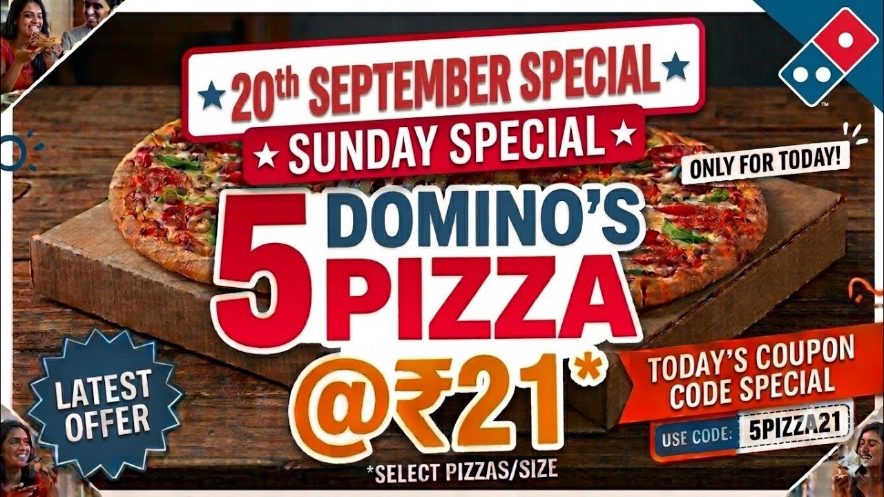 5 DOMINOS PIZZA in ₹21 मे😋|dominos coupon code today|Domino's Pizza offer|dominos pizza offers today