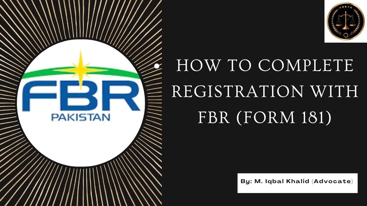 How to complete registration with FBR (Form 181)