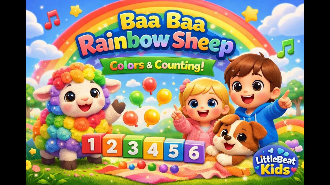 Baa Baa Rainbow Sheep 🌈🐑 | Colors & Counting Song | Nursery Rhyme | LittleBeat Kids