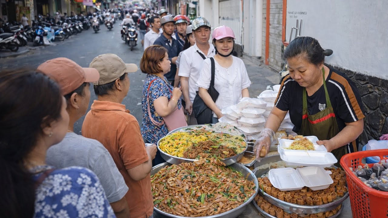 Cặp vợ chồng bán bún mì xào chay giá từ 15k đông nghẹt khách ở vỉa hè Sài Gòn