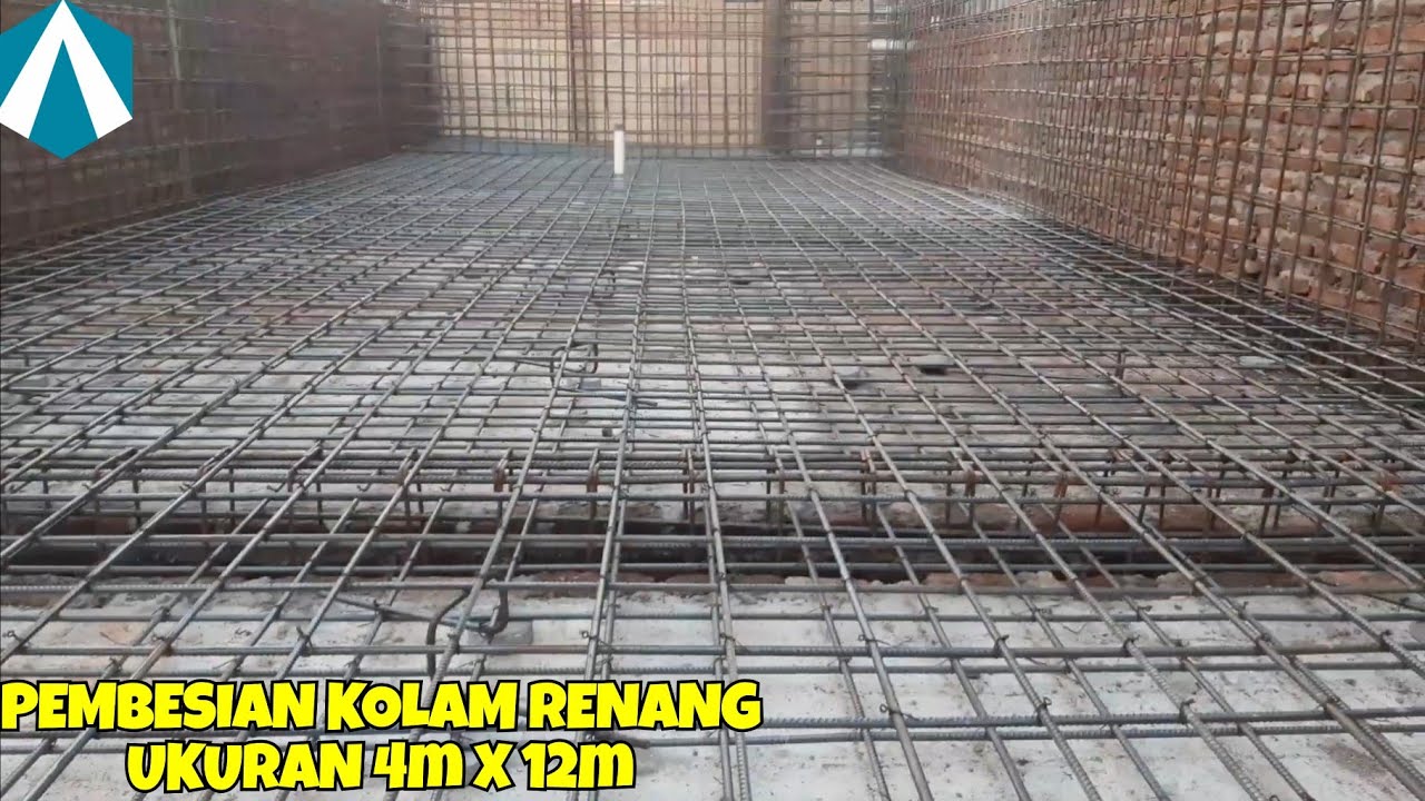 Pembesian kolam renang ukuran 4m x 12m || Swimming pool reinforcement detail