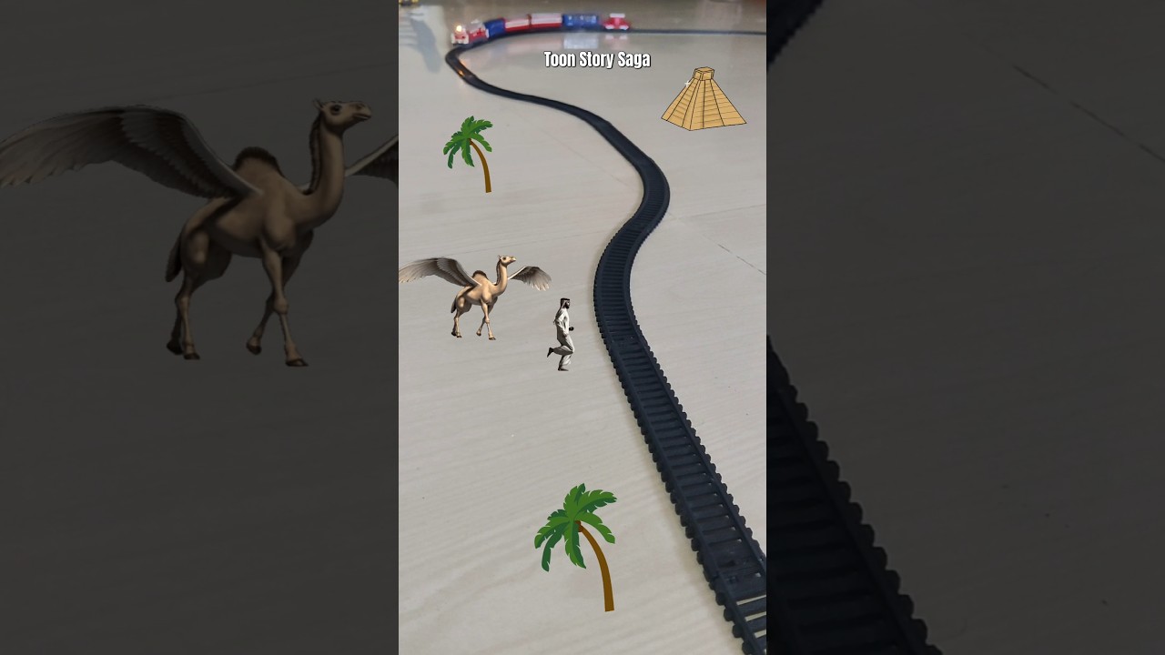 Flying Camel 🐪 is following the Arab man and the train is approaching fast | Desert Train Story 🏝️