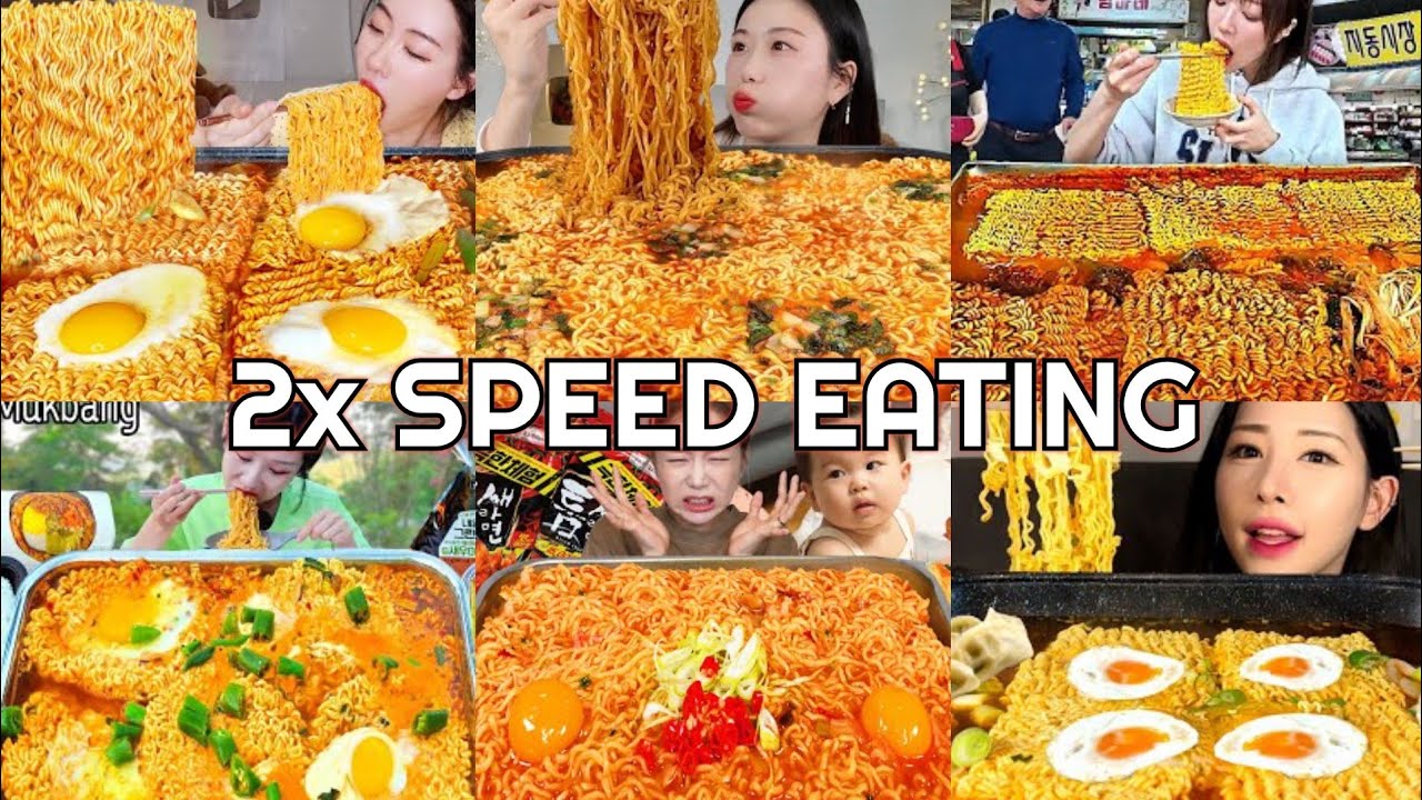 Ramyeon Spicy Noodle Soup Mukbang | ASMR 2x Speed Eating Show 