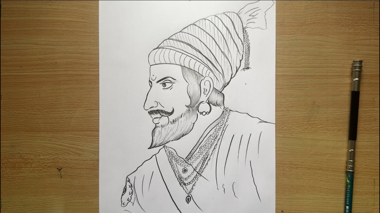 🦁 Chhatrapati Shivaji Maharaj Full Drawing Process ✍️ | Maratha King Sketch | Tribute Art