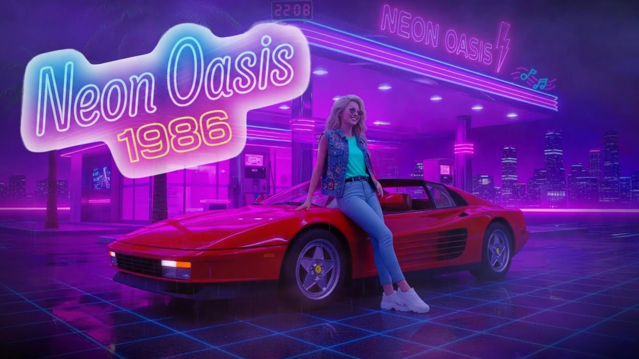 🌌 Neon Oasis 1986 - Synthwave Mirage Drift Beyond Distant Lights